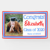 赤い白と青の学校の色の写真 横断幕 (横)