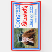 赤い白と青の学校の色の写真 横断幕 (縦)