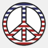 赤い白と青の平和のサインのシール ラウンドシール (正面)
