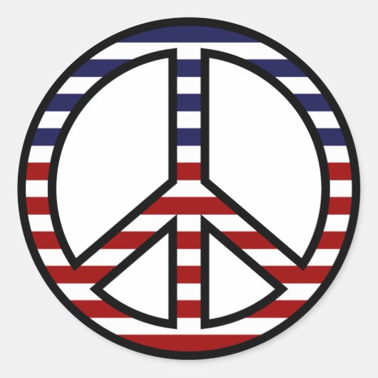 赤い白と青の平和のサインのシール ラウンドシール (正面)