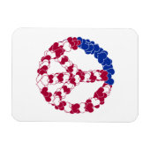 赤い白と青の平和のサイン作りハート(2) マグネット (横)