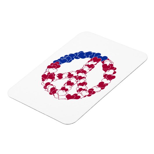 赤い白と青の平和のサイン作りハート(2) マグネット (左側)