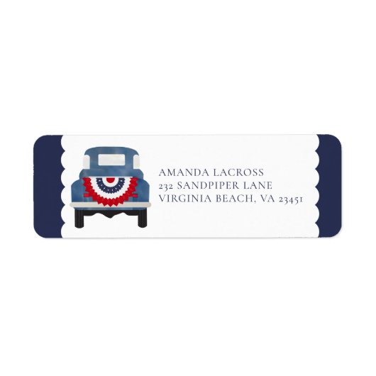 赤い白と青の愛国的なラベル ラベル (正面)