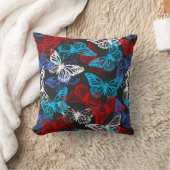 赤い白と青の愛国的蝶パターン クッション (ブランケット)