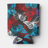 赤い白と青の愛国的蝶パターン 缶クーラー (正面)