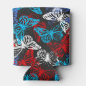 赤い白と青の愛国的蝶パターン 缶クーラー (裏面)