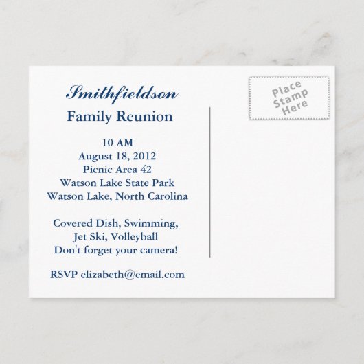 赤い白と青の懇親会 インビテーションポストカード (裏面)