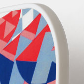 赤い白と青の抽象芸術プリント ピックルボールラケット (左詳細)