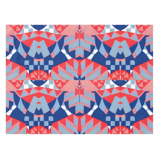 赤い白と青の抽象芸術プリント#1 テーブルクロス (正面(横))