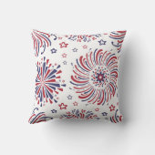 赤い白と青の星と花火 クッション (裏面)