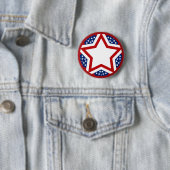 赤い白と青の星デザインを追加文字 缶バッジ (インサイチュ)