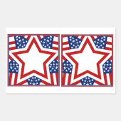 赤い白と青の星デザインを追加文字 長方形シール (正面)