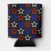 赤い白と青の星パターン 缶クーラー (正面)