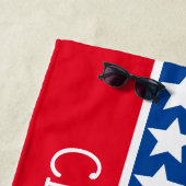 赤い白と青の星パーソナライズされた ビーチタオル (インサイチュ)