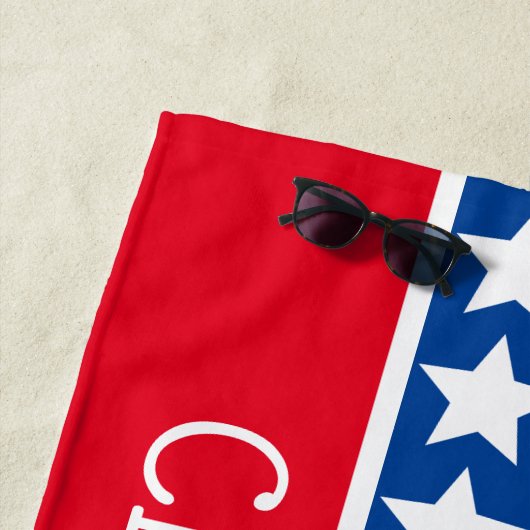 赤い白と青の星パーソナライズされた ビーチタオル (インサイチュ)