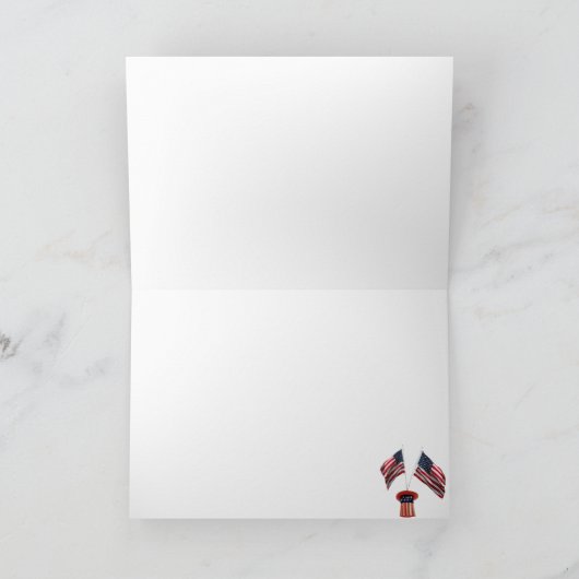 赤い白と青の星形のフォトフレーム カード (内部)