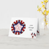 赤い白と青の星形のフォトフレーム カード (黄色い花)