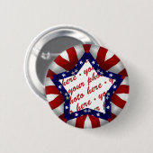 赤い白と青の星形のフォトフレーム 缶バッジ (正面&裏面)