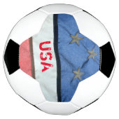 赤い白と青の星条旗 サッカーボール (回転)