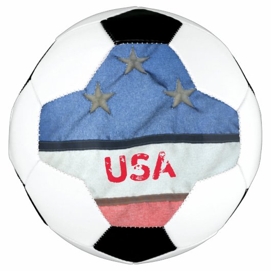 赤い白と青の星条旗 サッカーボール (正面)