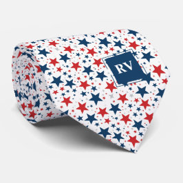 赤い白と青の星 ネクタイ