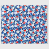 赤い白と青の星 ラッピングペーパー (フラット)