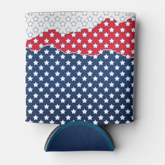 赤い白と青の星 缶クーラー (正面)