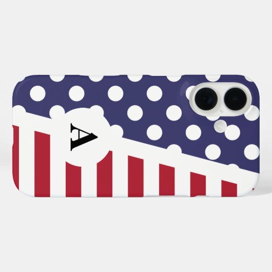 赤い白と青の水玉模様とストライプパターン Case-Mate iPhoneケース (裏面 (横))