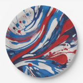 赤い白と青の注絵を描流旋回 ペーパープレート (正面)