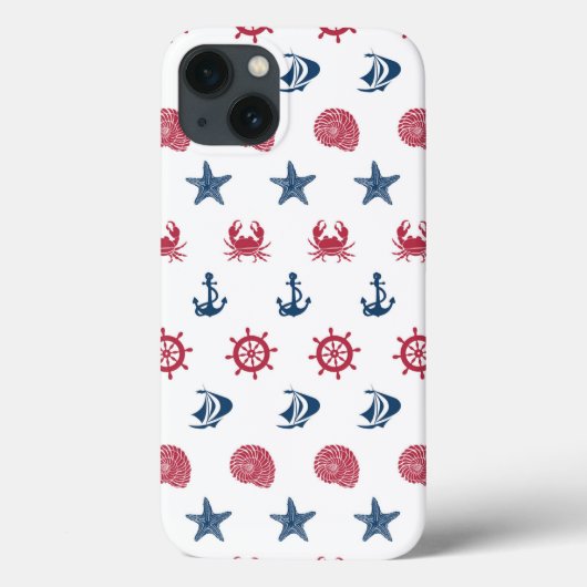 赤い白と青の海のシンボルパターン Case-Mate iPhoneケース (裏面)