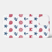 赤い白と青の海のシンボルパターン Case-Mate iPhoneケース (裏面 (横))