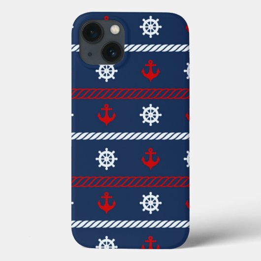 赤い白と青の海パターン Case-Mate iPhoneケース (裏面)