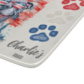 赤い白と青の灰色のおもしろいピットブルドッグトリート カッティングボード (角)