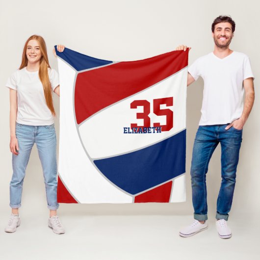 赤い白と青の男の子または女の子のスポーティなバレーボール フリースブランケット (インサイチュ)