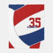 赤い白と青の男の子または女の子のスポーティなバレーボール フリースブランケット (正面)