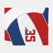 赤い白と青の男の子または女の子のスポーティなバレーボール フリースブランケット (正面(横))