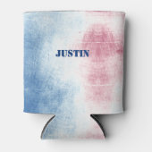 赤い白と青の絞り染めパーソナライズされたは巻き付け 缶クーラー (正面)