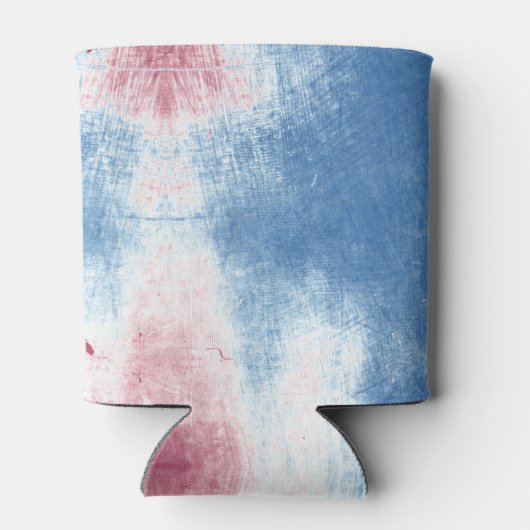 赤い白と青の絞り染めパーソナライズされたは巻き付け 缶クーラー (裏面)