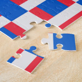 赤い白と青の色のブロックされたプリント ジグソーパズル (側面)