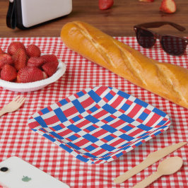 赤い白と青の色のブロックされたプリント ペーパープレート