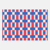赤い白と青の色のブロックされたプリント ラッピングペーパーシート (正面3)
