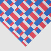 赤い白と青の色のブロックされたプリント 薄葉紙 (詳細)