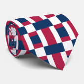 赤い白と青の色のブロックプリントネックタイ ネクタイ (ロール)