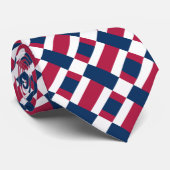 赤い白と青の色のブロックプリントネックタイ ネクタイ (ロール)