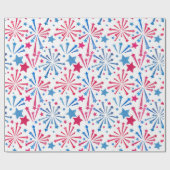 赤い白と青の花火の水彩包み ラッピングペーパー (フラット)