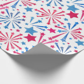 赤い白と青の花火の水彩包み ラッピングペーパー (角)