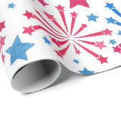 赤い白と青の花火の水彩包み ラッピングペーパー (ロールコーナー)