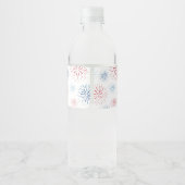 赤い白と青の花火ウェディングシャワーパーティー ペットボトルラベル (裏面)