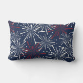 赤い白と青の花火パターン ランバークッション (裏面)