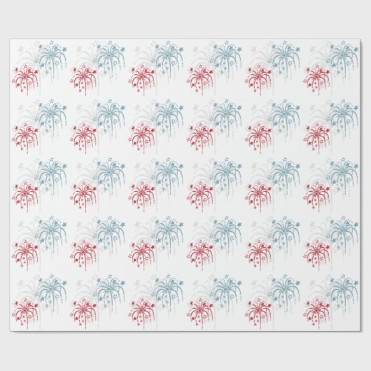 赤い白と青の花火7月のギフトラップ4th ラッピングペーパー (フラット)